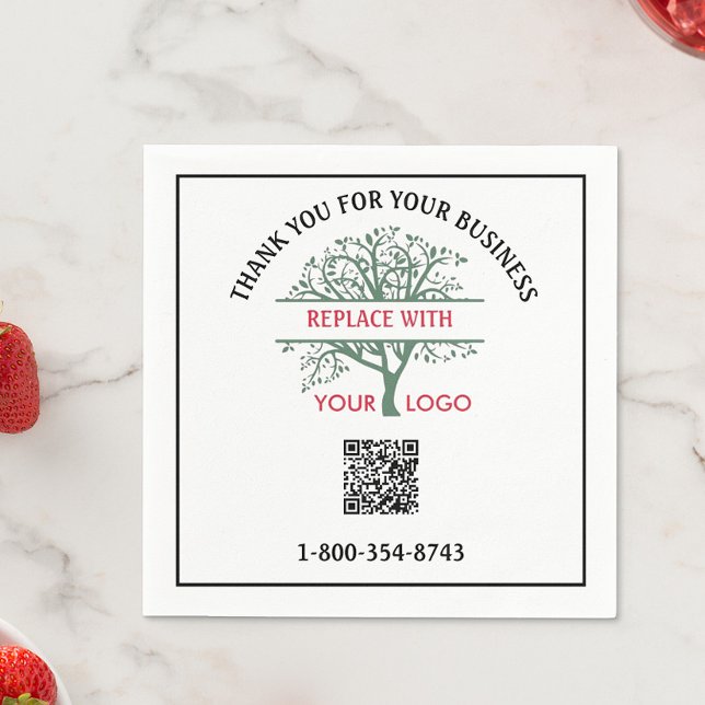Serviette En Papier Business Merci Votre Logo Code QR Téléphone (Créateur téléchargé)