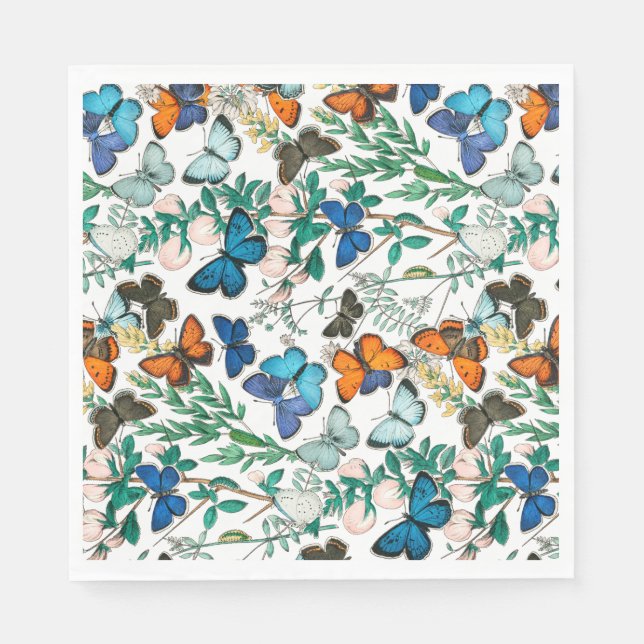 SERVIETTE EN PAPIER BUTTERFLITS DANS LA NATURE NAPKIN (Devant)