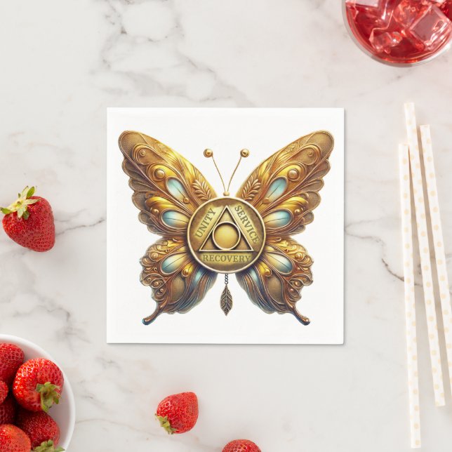 Serviette En Papier Butterfly AA Unity | 12 Step Recovery Slogan (En situation)