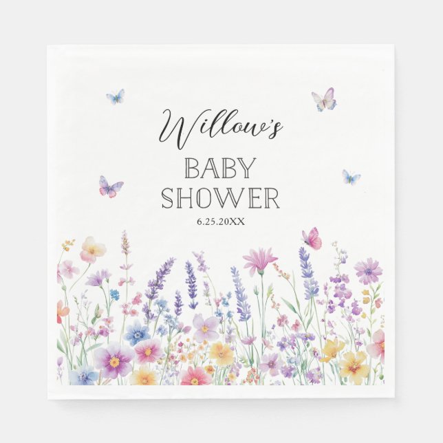 Serviette En Papier Butterfly Garden Baby Shower Napkins (Devant)