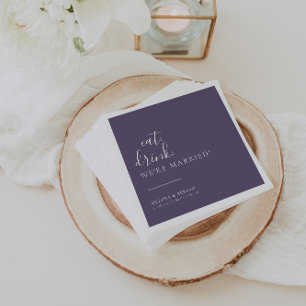 Serviette En Papier Buvez à manger blanc violet Nous sommes mariés Mar
