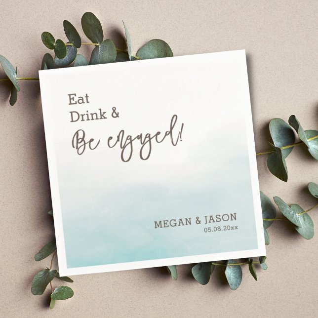 Serviette En Papier Buvez à manger Soyez engagé Dusty Blue Engagement  (Créateur téléchargé)