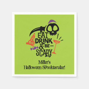 Serviette En Papier Buvez un verre et soyez effrayant Green Halloween 