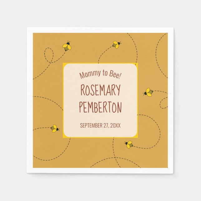 Serviette En Papier Buzz Bees Amber Gold Mommy to Bee Baby shower (Devant)