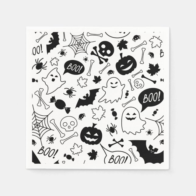 Serviette En Papier BW Art Motif Halloween Motif Halloween Art (Devant)