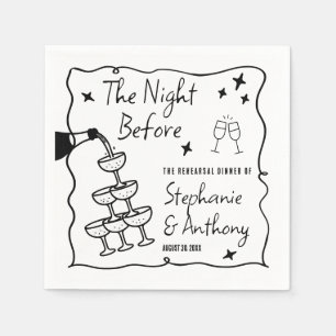 Serviette En Papier BW Whimsical Frame and Champagne La veille
