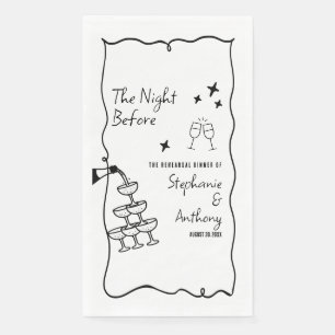 Serviette En Papier BW Whimsical Frame and Champagne La veille