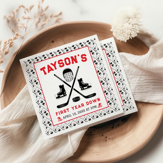 Serviette En Papier C’est le temps du jeu Hockey 1er anniversaire (Créateur téléchargé)