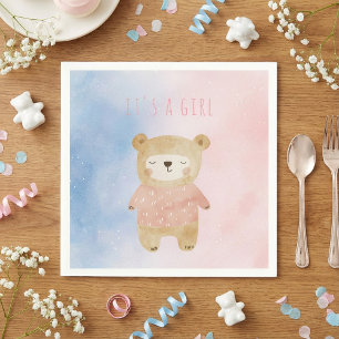 Serviette En Papier C’est une fille douce pastel mignon Baby shower ou