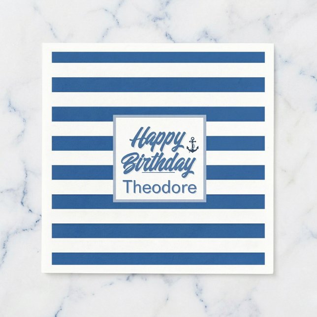 Serviette En Papier Cabana Rayure Ancre Anniversaire (Your cake deserves better napkins)