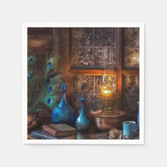 Serviette En Papier Cabane à la lumière de la lampe scène rustique ble (Devant)