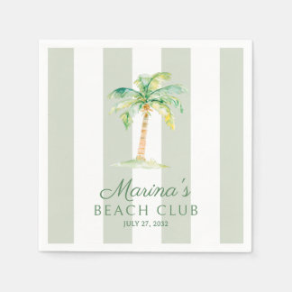 Serviette En Papier Cabane côtière verte rayures Palm Beach Club