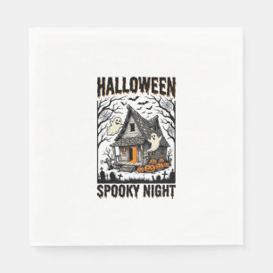 Serviette En Papier Cabine effrayante d'Halloween Art vintage de nuit 