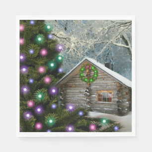 Serviette En Papier Cabine Rustique En Bois Dans Le Sauvage Noël