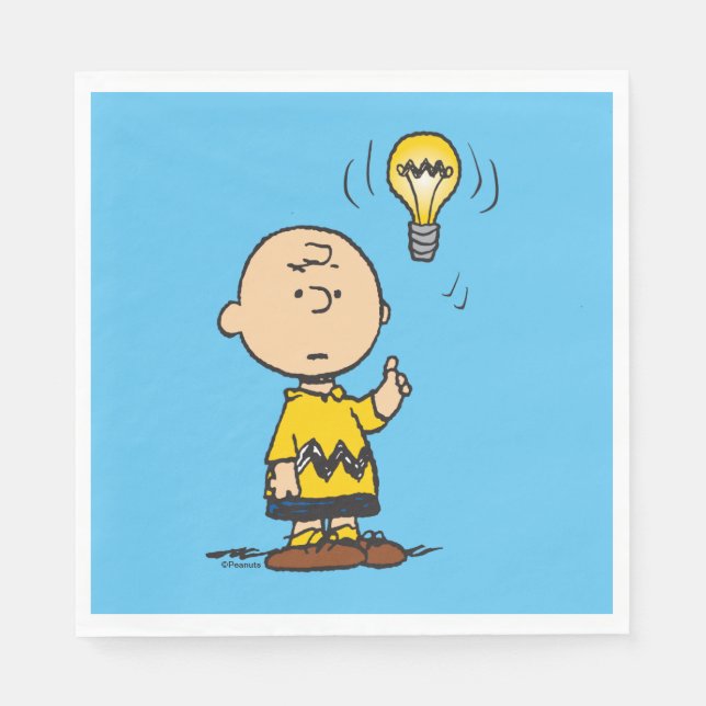 Serviette En Papier cacahuètes | L'idée de l'ampoule de Charlie Brown (Devant)