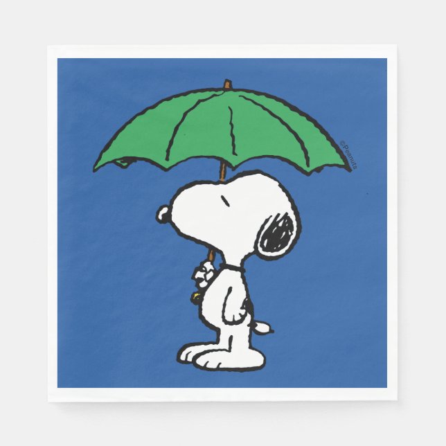 Serviette En Papier cacahuètes | Parapluie vert Snoopy (Devant)