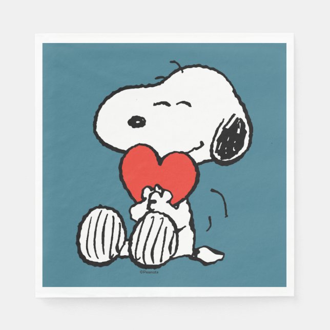 Serviette En Papier cacahuètes | Saint Valentin | Snoopy Heart Hug (Devant)