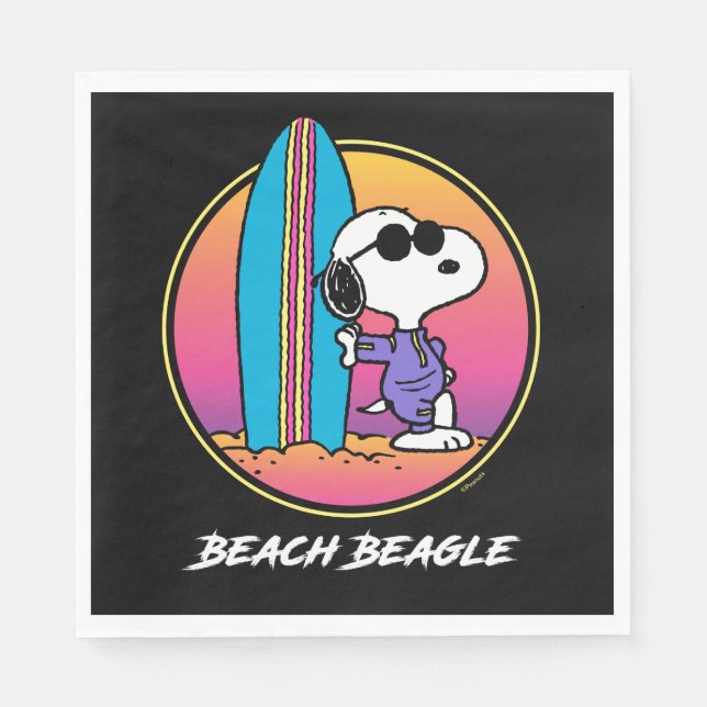 Serviette En Papier cacahuètes | Snoopy Beach Beagle (Devant)