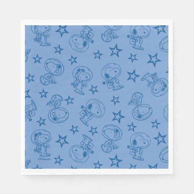 Serviette En Papier cacahuètes | Snoopy Blue Space Astronaut Motif (Devant)