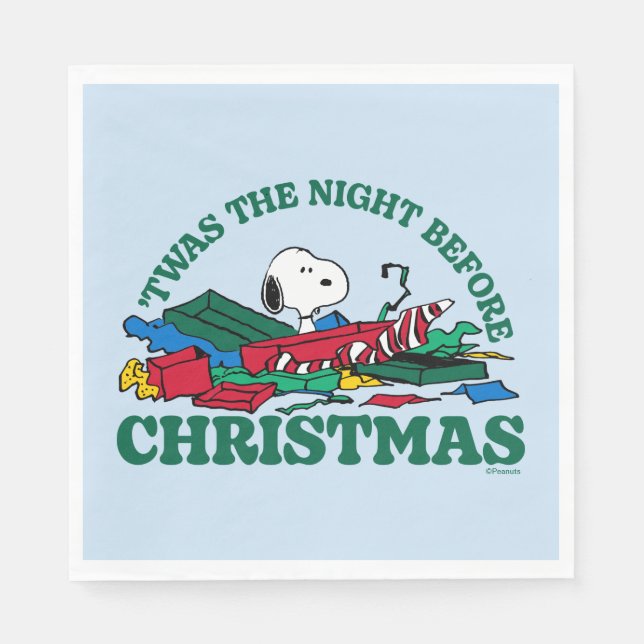 Serviette En Papier cacahuètes | Snoopy 'C'était la nuit avant Noël (Devant)