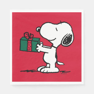Serviette En Papier cacahuètes   Snoopy Christmas Gift Giver