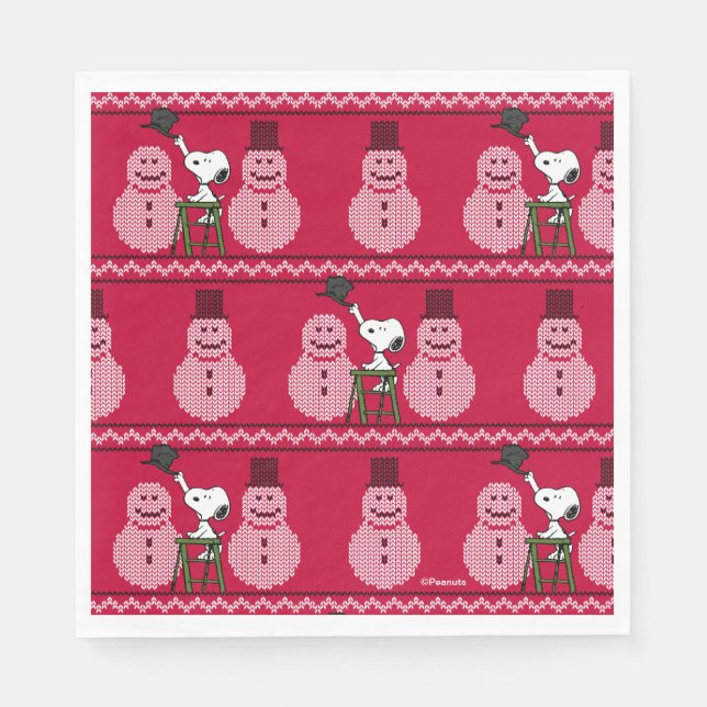 Serviette En Papier cacahuètes | Snoopy Christmas Sweater Snowman (Devant)