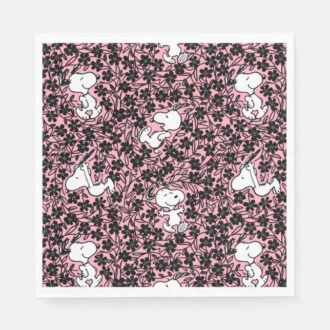 Serviette En Papier cacahuètes | Snoopy Flower Vine Motif (Devant)