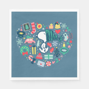 Serviette En Papier cacahuètes   Snoopy Holiday Happiness Heart