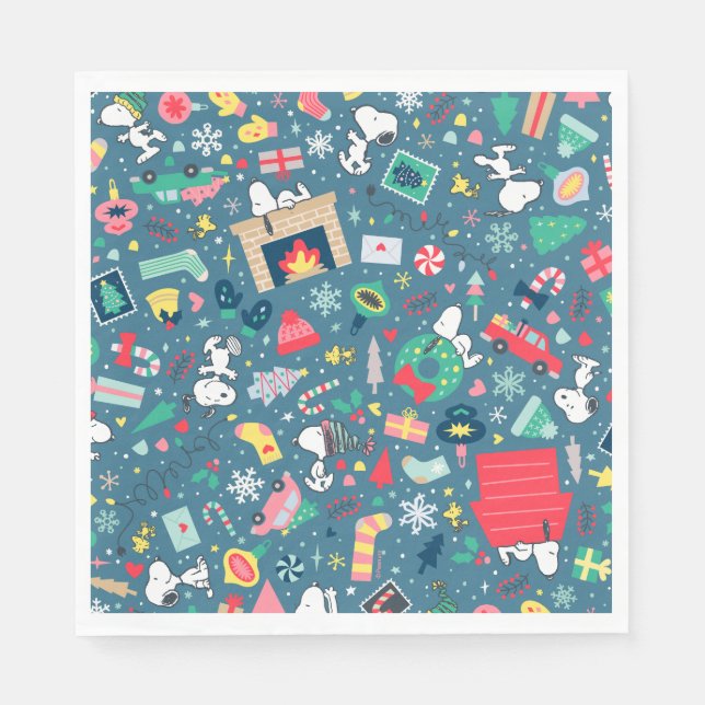 Serviette En Papier cacahuètes | Snoopy Motif de vacances (Devant)