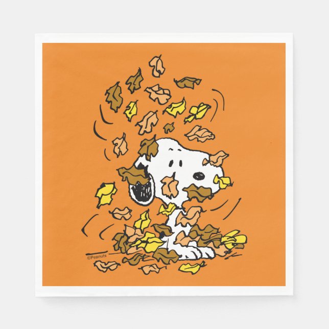 Serviette En Papier cacahuètes | Snoopy Pile de Feuilles (Devant)