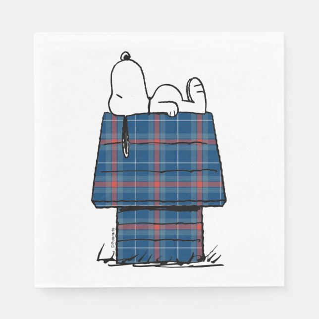 Serviette En Papier cacahuètes | Snoopy Plaid Flannel Holiday Dog Hous (Devant)