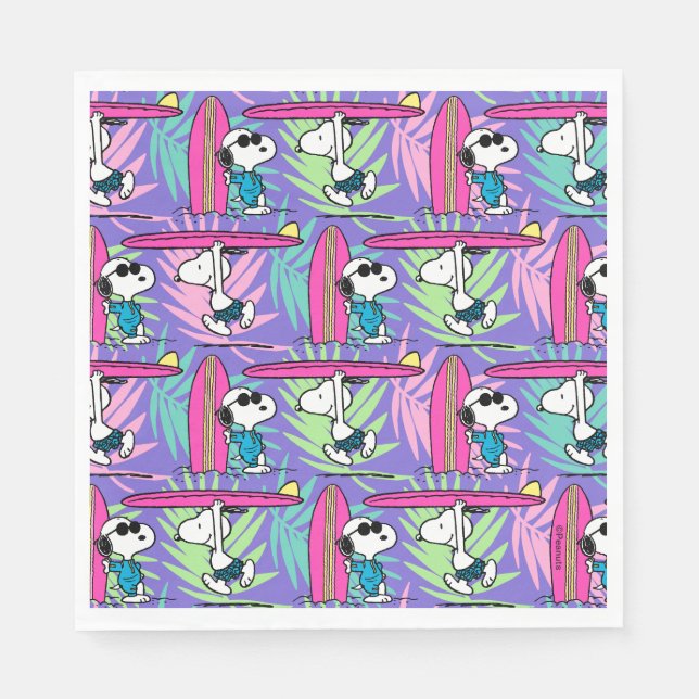 Serviette En Papier cacahuètes | Snoopy Purple Surf Motif (Devant)