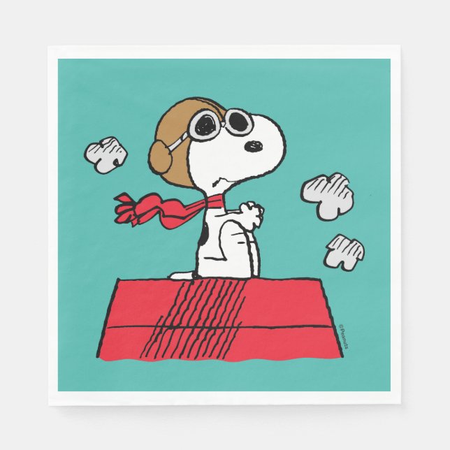 Serviette En Papier cacahuètes | Snoopy the Flying Ace (Devant)