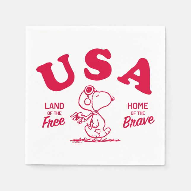 Serviette En Papier cacahuètes | Snoopy USA Land of the Free (Devant)