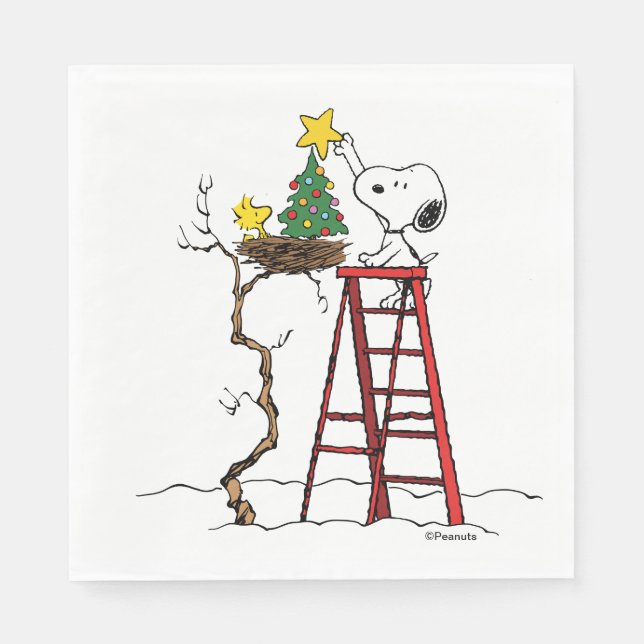 Serviette En Papier cacahuètes | Snoopy & Woodstock Arbre de Noël (Devant)