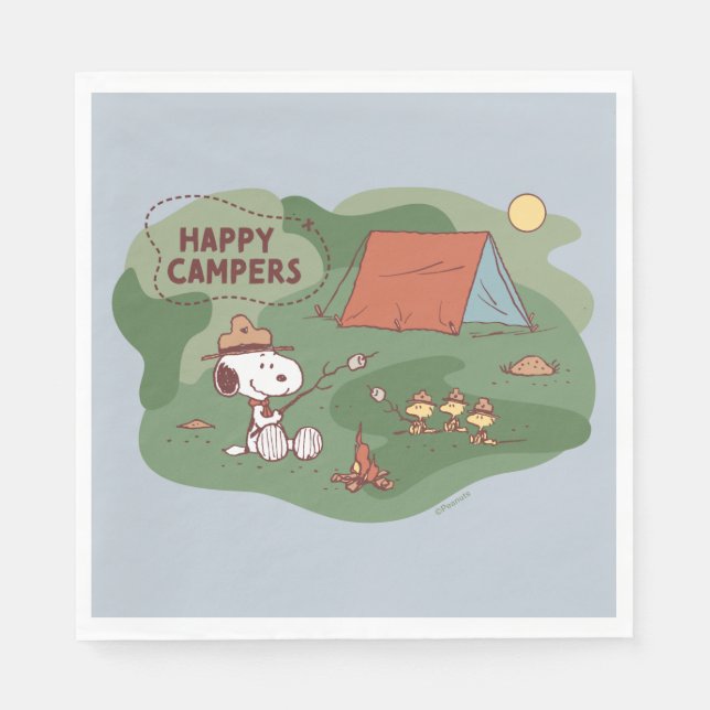 Serviette En Papier cacahuètes | Snoopy & Woodstock Happy Campers (Devant)