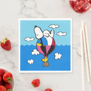 Serviette En Papier cacahuètes   Snoopy & Woodstock Hot Air Balloon