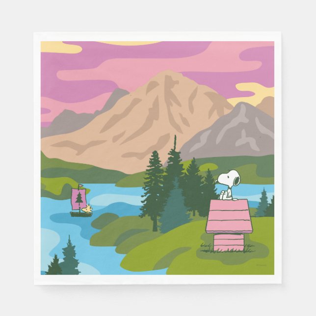 Serviette En Papier cacahuètes | Snoopy & Woodstock Le grand extérieur (Devant)