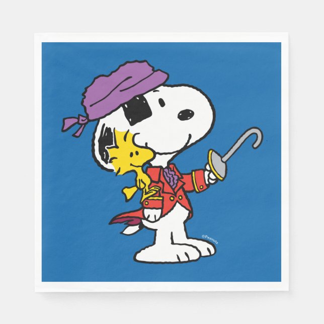 Serviette En Papier cacahuètes | Snoopy & Woodstock Pirates (Devant)