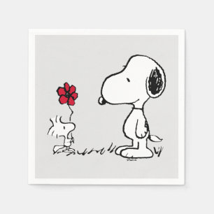 Serviette En Papier Cacahuètes   Snoopy & Woodstock Rouge & Noir