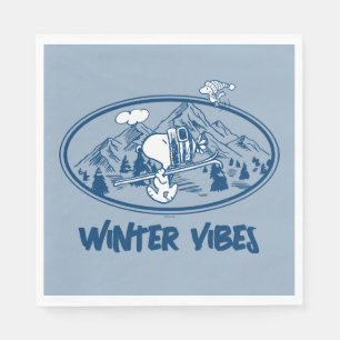 Serviette En Papier cacahuètes   Snoopy & Woodstock Skiing