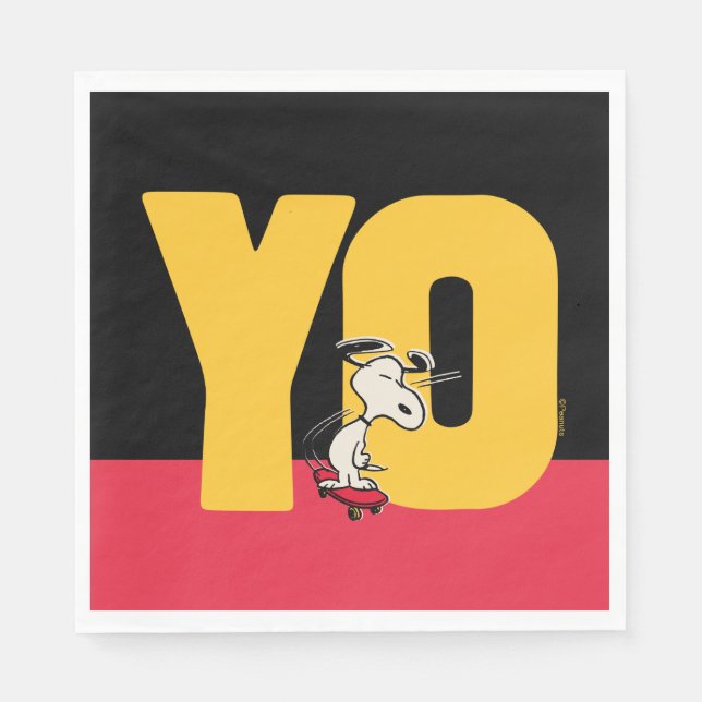 Serviette En Papier cacahuètes | Snoopy YO Skateboard (Devant)