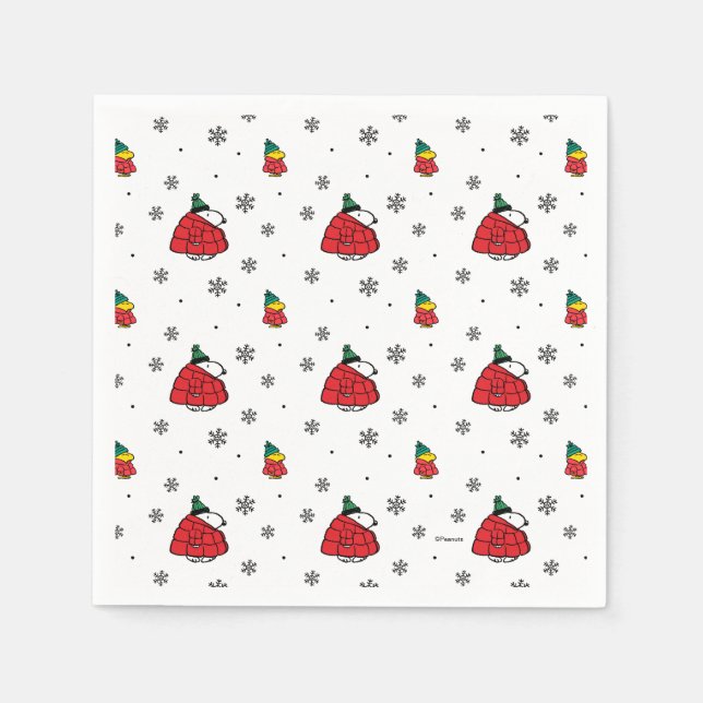 Serviette En Papier cacahuètes | Veste Snoopy Red Puffer (Devant)