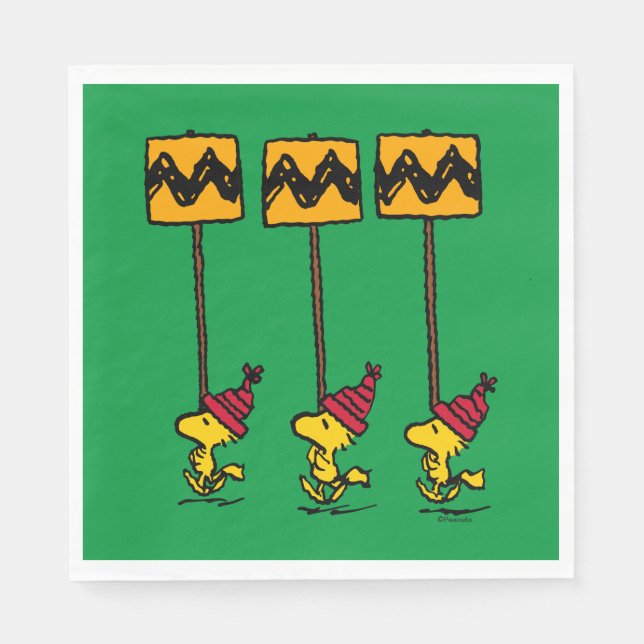 Serviette En Papier cacahuètes | Woodstock & Friends Sign March (Devant)
