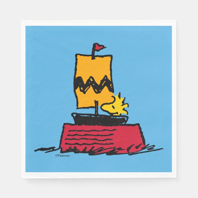 Serviette En Papier cacahuètes | Woodstock Snoopy Plat Bateau à voile (Devant)