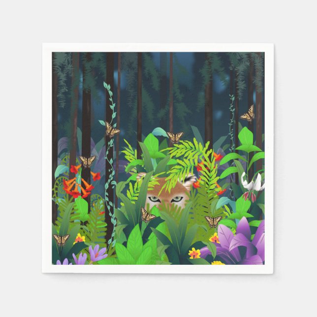 Serviette En Papier Caché Dans Le Foliage (Devant)