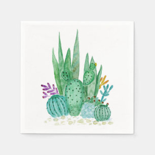 Serviette En Papier Cactus, aquarelle