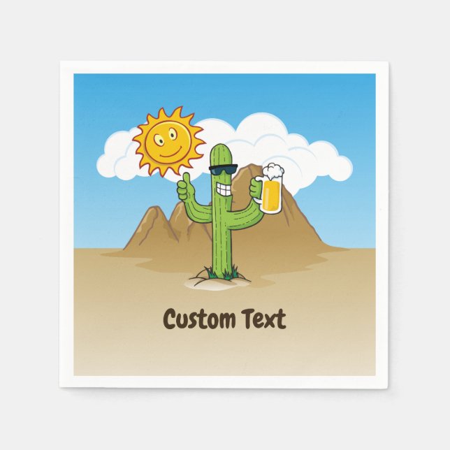 Serviette En Papier Cactus avec bière (Devant)