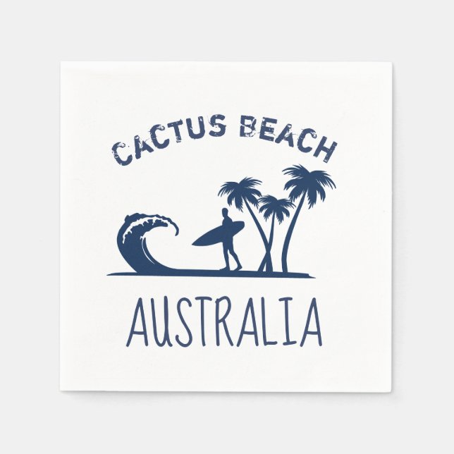 Serviette En Papier Cactus Beach Surf Australie (Devant)