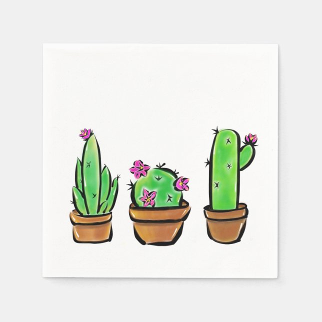Serviette En Papier Cactus cactus cactus succulents (Devant)